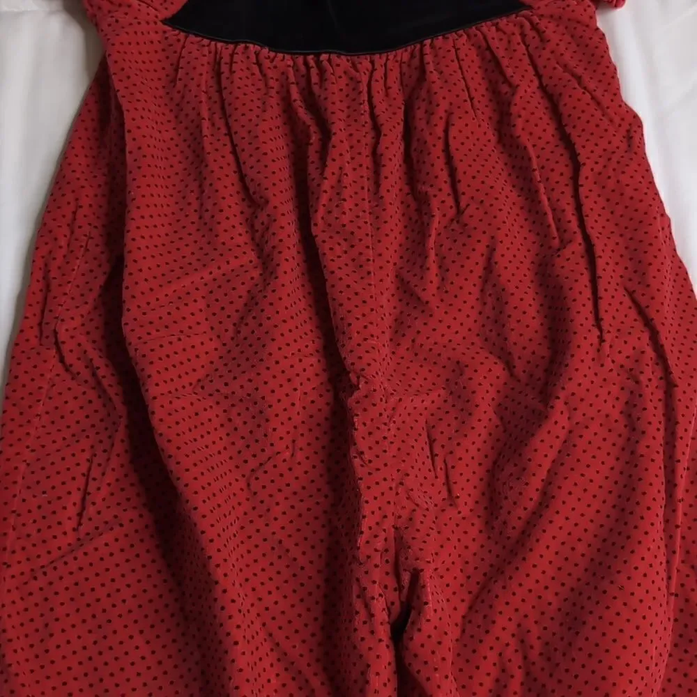 Vintage 24 months Baby Girl Cotton Short Sleeve Romper Red with Black Polka Dots